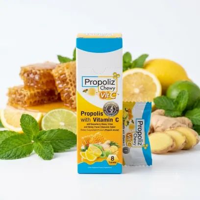 Жевательные таблетки от боли в горле Propoliz Chewy Vit C — 8 шт