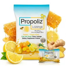 Леденцы от боли в горле Propoliz Lozenge (Мёд, Лайм, Имбирь), 8 шт.